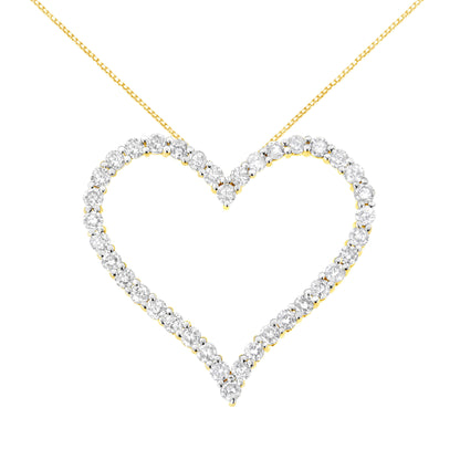 10k Yellow Gold Plated .925 Sterling Silver 3.0 cttw Round-Cut Diamond Open Heart Pendant Necklace (J-K Color, I1-I2 Clarity) - 18" by Bids.com