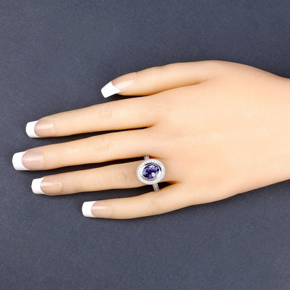 2.94 Carat Genuine Tanzanite and White Diamond 14K White Gold Ring by Bids.com
