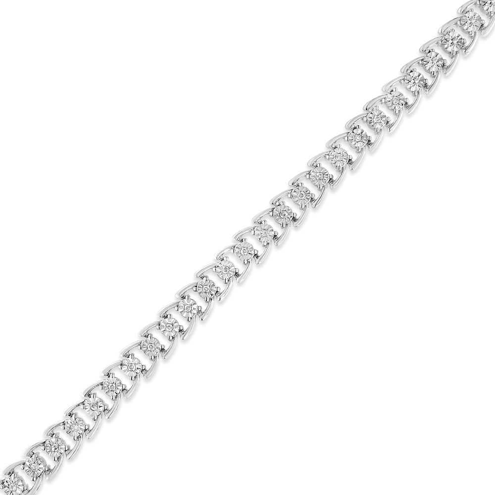 .925 Sterling Silver 1/4 Cttw Miracle Set Round Diamond Composite Open Linked Composite Line Bracelet (I-J Color, I3-Promo Clarity) - 7.5" by Bids.com