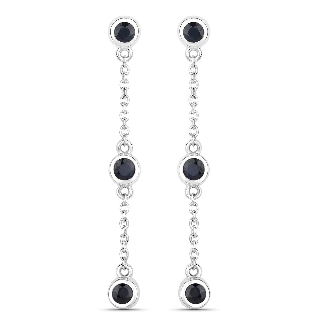0.66 Carat Genuine Blue Sapphire .925 Sterling Silver Earrings by Bids.com