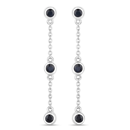 0.66 Carat Genuine Blue Sapphire .925 Sterling Silver Earrings by Bids.com