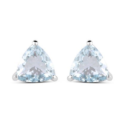1.26 Carat Genuine Aquamarine .925 Sterling Silver Earrings  DestGlow