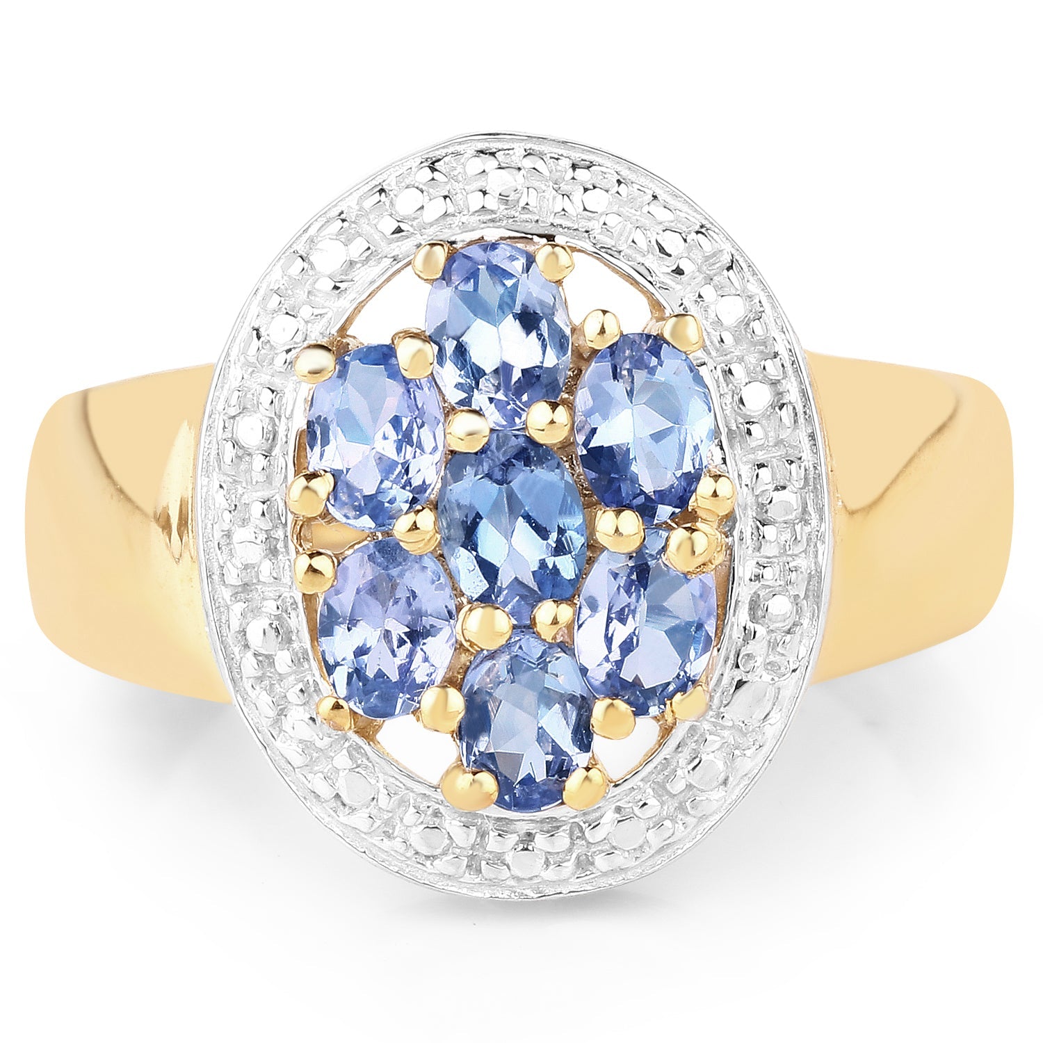 14K Yellow Gold Plated 1.19 Carat Genuine Tanzanite .925 Sterling Silver Ring by Bids.com