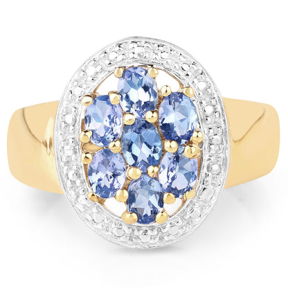 14K Yellow Gold Plated 1.19 Carat Genuine Tanzanite .925 Sterling Silver Ring by Bids.com