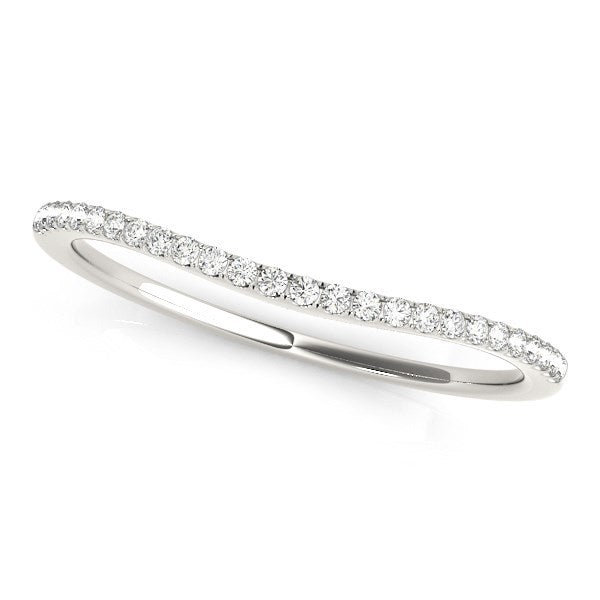14k White Gold Pave Style Setting Curved Diamond Wedding Band (1/10 cttw) by Bids.com