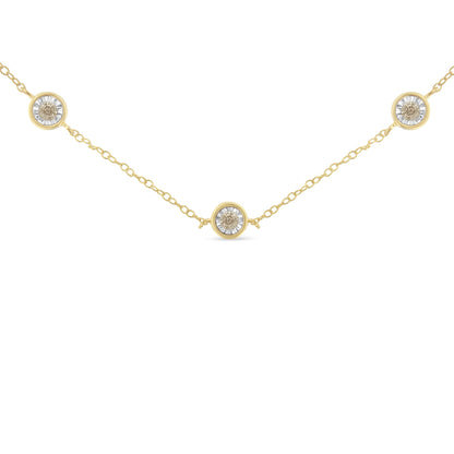 Yellow Color Plated Sterling Silver Diamond Station Necklace (1/2 cttw, K-L Color, I2-I3 Clarity) by Bids.com
