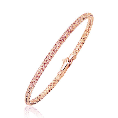 14k Rose Gold Fancy Weave Motif Bangle  DestGlow
