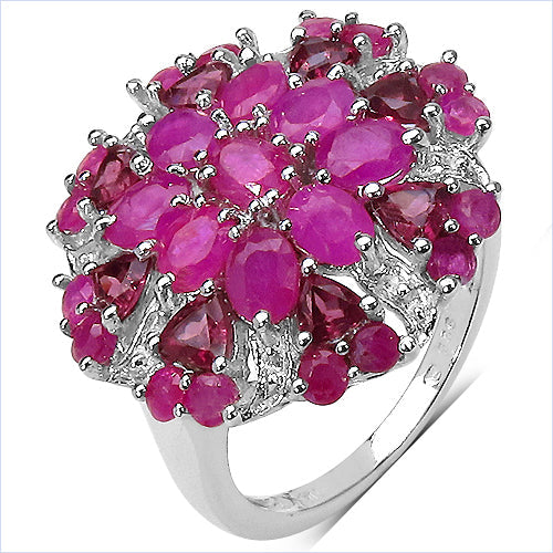 3.90 Carat Genuine Ruby &amp; Rhodolite .925 Sterling Silver Ring by Bids.com