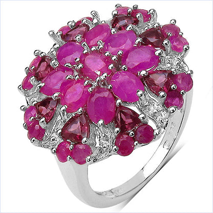 3.90 Carat Genuine Ruby &amp; Rhodolite .925 Sterling Silver Ring by Bids.com