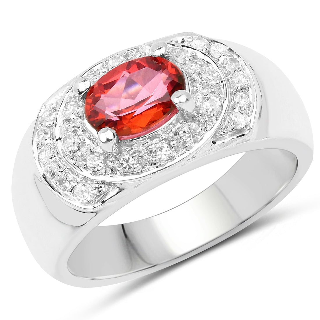 1.37 Carat Genuine Pink Topaz and White Cubic Zirconia .925 Sterling Silver Ring by Bids.com