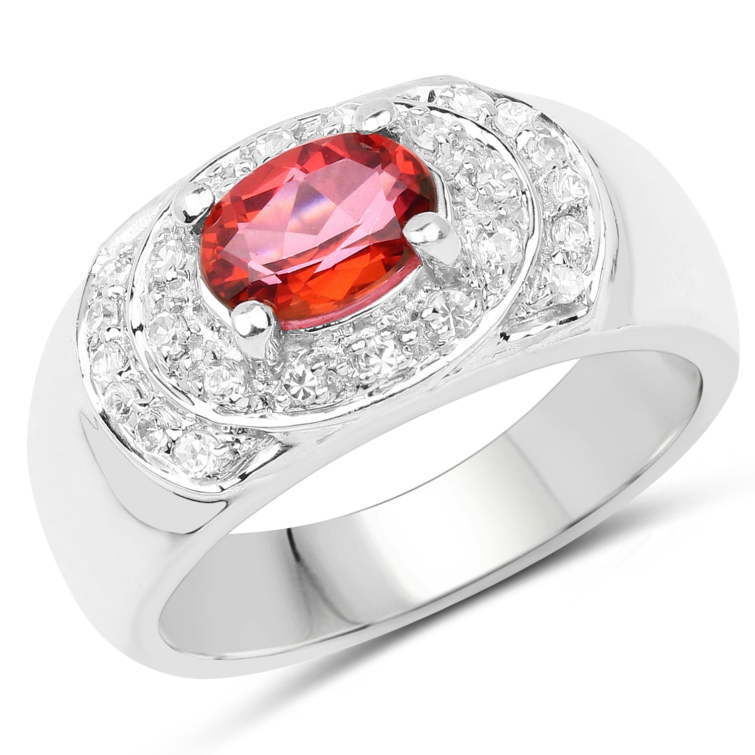 1.37 Carat Genuine Pink Topaz and White Cubic Zirconia .925 Sterling Silver Ring by Bids.com