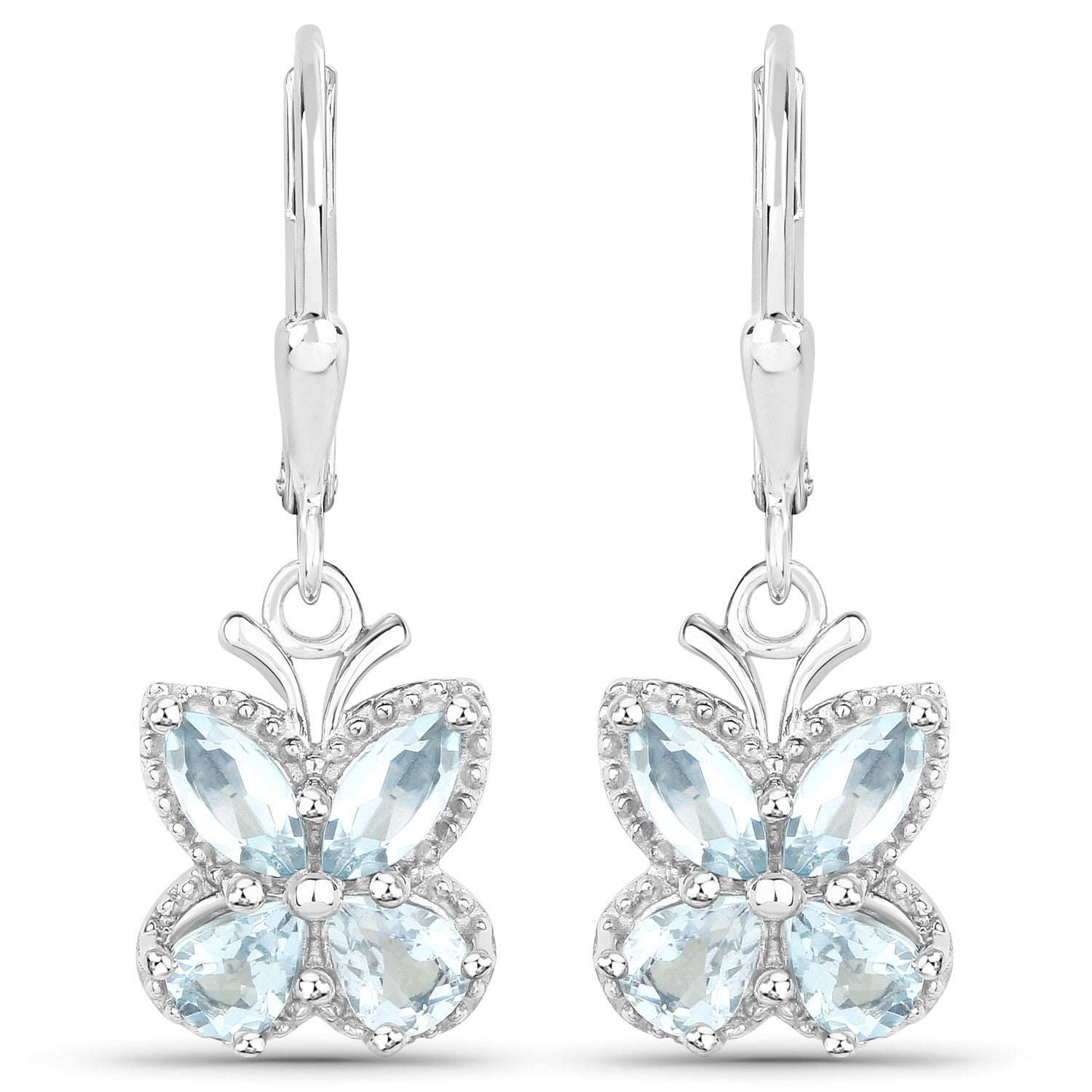 1.76 Carat Genuine Aquamarine .925 Sterling Silver Earrings by Bids.com