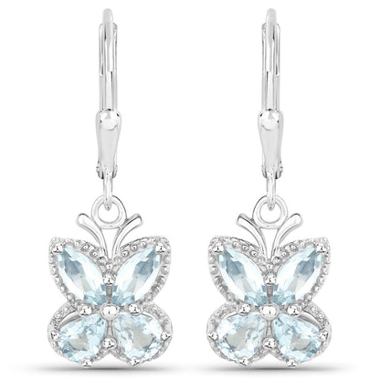 1.76 Carat Genuine Aquamarine .925 Sterling Silver Earrings by Bids.com