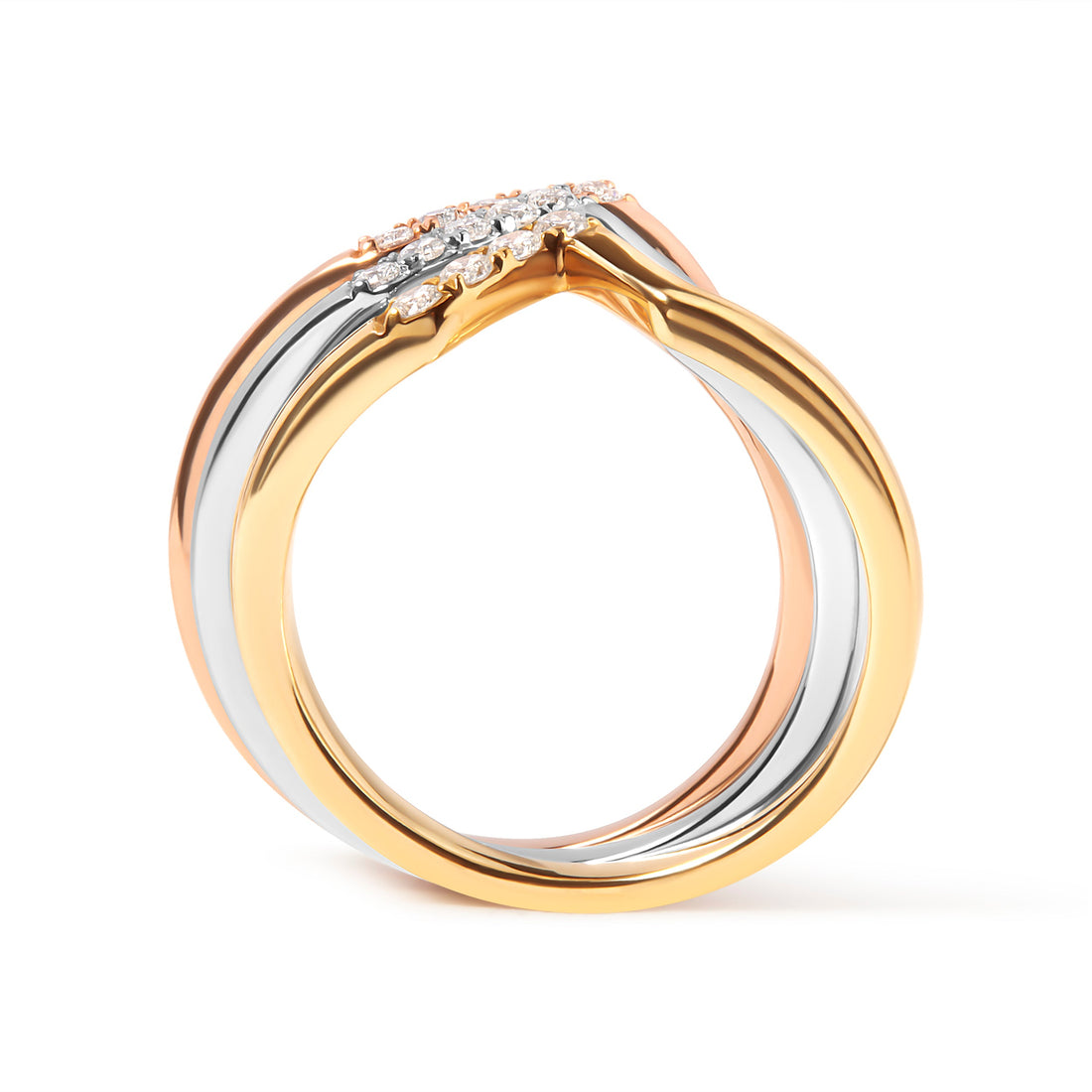 14K Gold 1/4 Cttw Diamond Geometrical Chevron V Stackable Band Ring Set (G-H Color, SI1-SI2 Clarity) - Size 7 by Bids.com