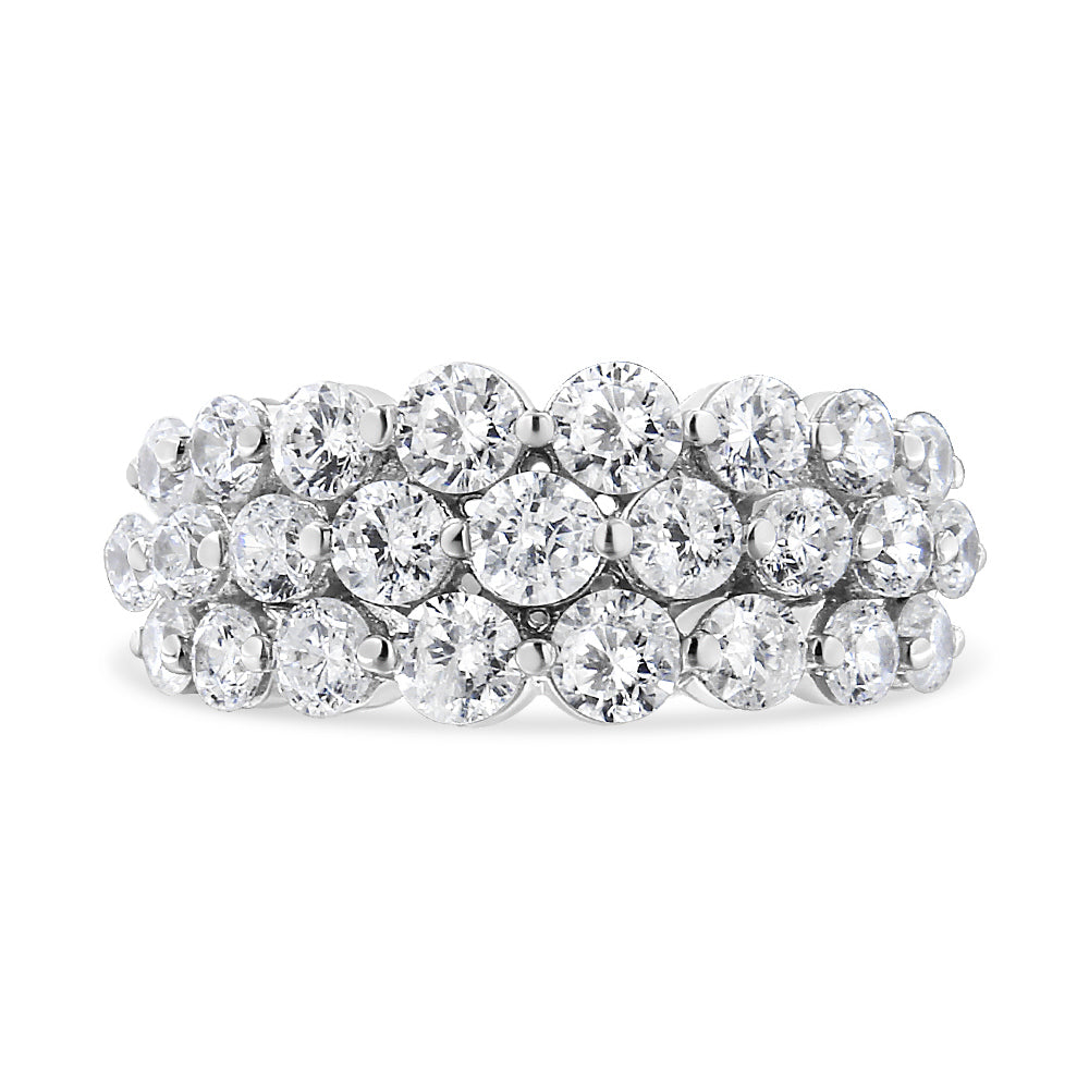 10K White Gold 2 1/2 Cttw Round Natural Diamond 3 Row Band Ring (I-J Color, I1-I2 Clarity) - Ring Size 7 by Bids.com
