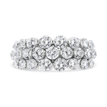 10K White Gold 2 1/2 Cttw Round Natural Diamond 3 Row Band Ring (I-J Color, I1-I2 Clarity) - Ring Size 7 by Bids.com