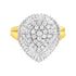 10K Yellow Gold 1.0 Cttw Round and Baguette Cut Diamond Oval Shaped Cluster Ring (I-J Color, I1-I2 Clarity) - Size 7 by Bids.com