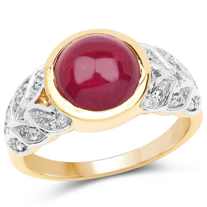 5.11 Carat Glass Filled Ruby and White Topaz .925 Sterling Silver Ring by Bids.com