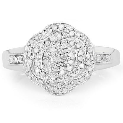 14K Yellow Gold Plated 0.29 Carat Genuine White Diamond .925 Sterling Silver Ring by Bids.com