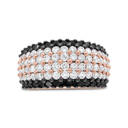 18K Rose Gold 2 1/5 Cttw Black and White Diamond 6 Row Band Ring (F-G and Black Color, VS1-VS2 Clarity) - Ring Size 7 by Bids.com