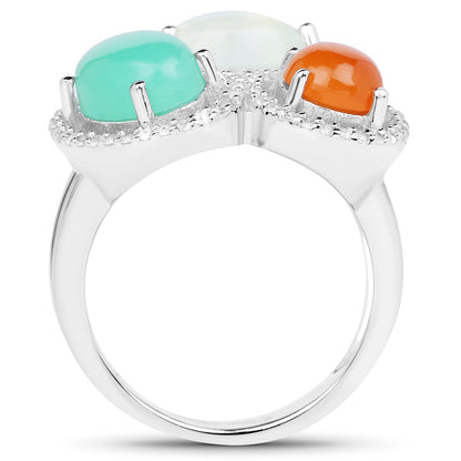 4.82 Carat Genuine Multi Stone .925 Sterling Silver Ring by Bids.com