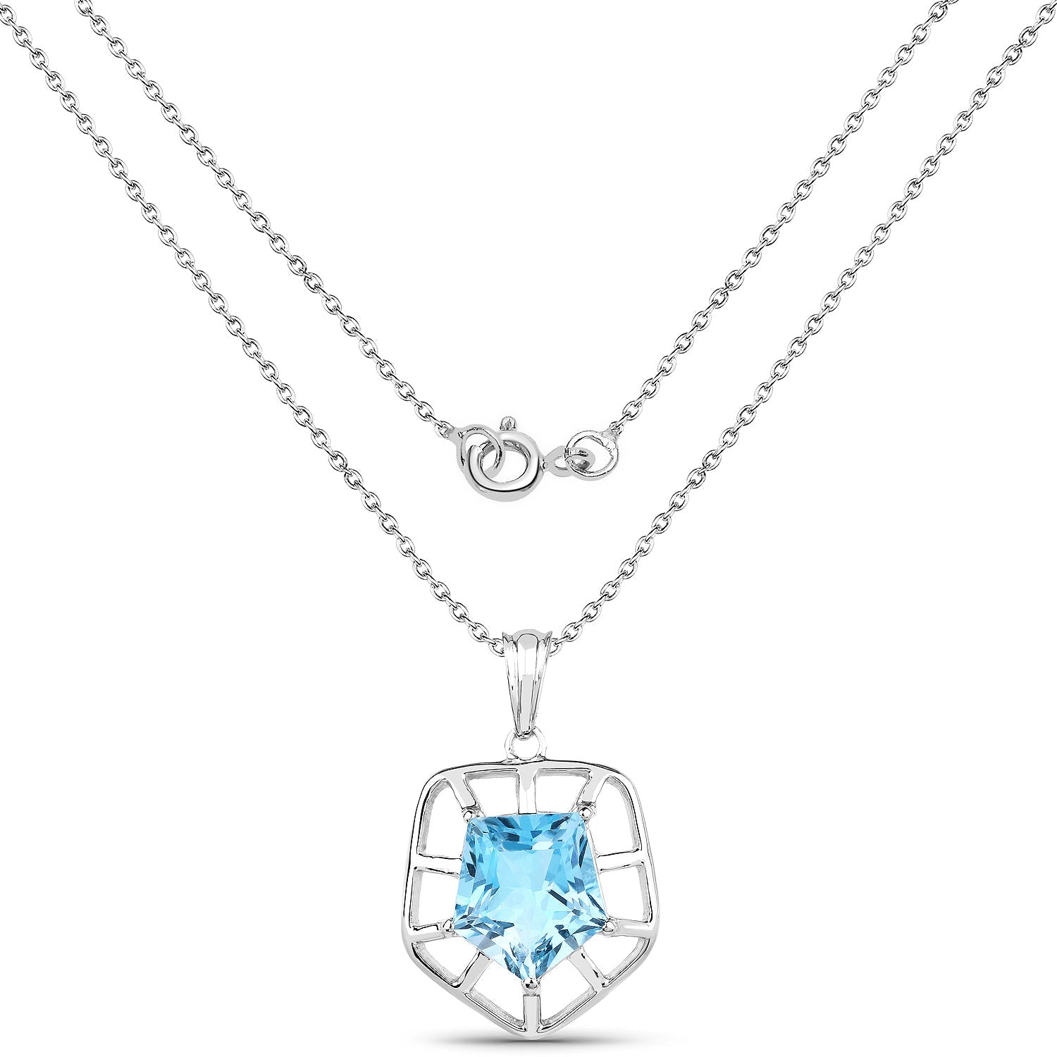 7.60 Carat Genuine Blue Topaz .925 Sterling Silver Pendant by Bids.com