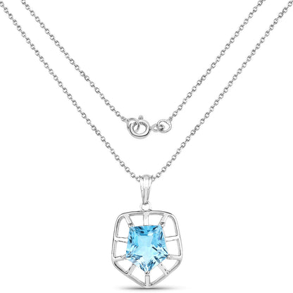 7.60 Carat Genuine Blue Topaz .925 Sterling Silver Pendant by Bids.com