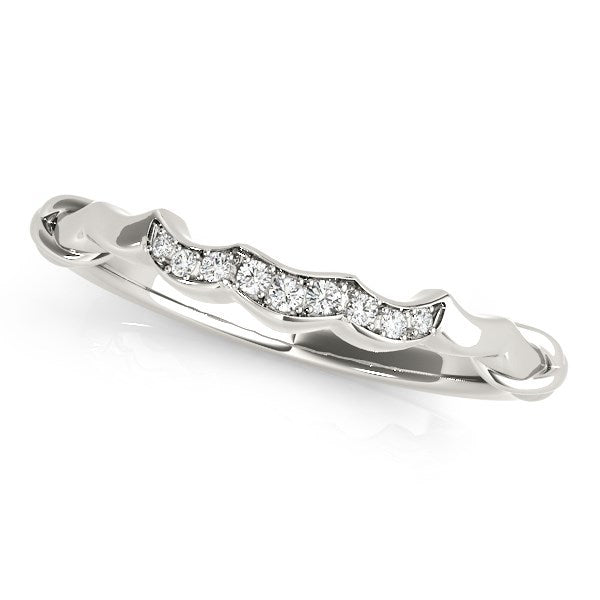 14k White Gold Scallop Wedding Band (1/20 cttw) by Bids.com