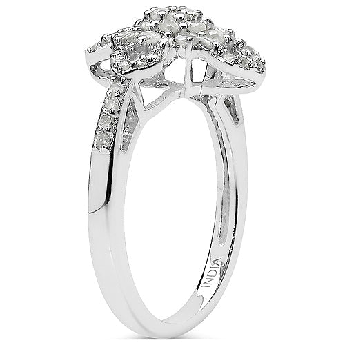 0.63 Carat Genuine White Diamond &amp; Yellow Diamond .925 Sterling Silver Ring by Bids.com