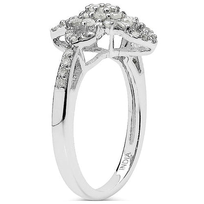 0.63 Carat Genuine White Diamond &amp; Yellow Diamond .925 Sterling Silver Ring by Bids.com