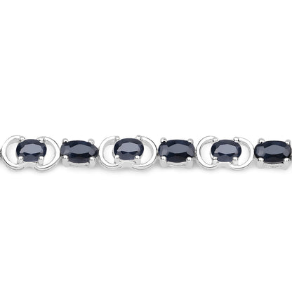 7.41 Carat Genuine Black Sapphire .925 Sterling Silver Bracelet  DestGlow