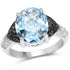 5.37 Carat Genuine Swiss Blue Topaz, Black Diamond & White Topaz .925 Sterling Silver Ring by Bids.com