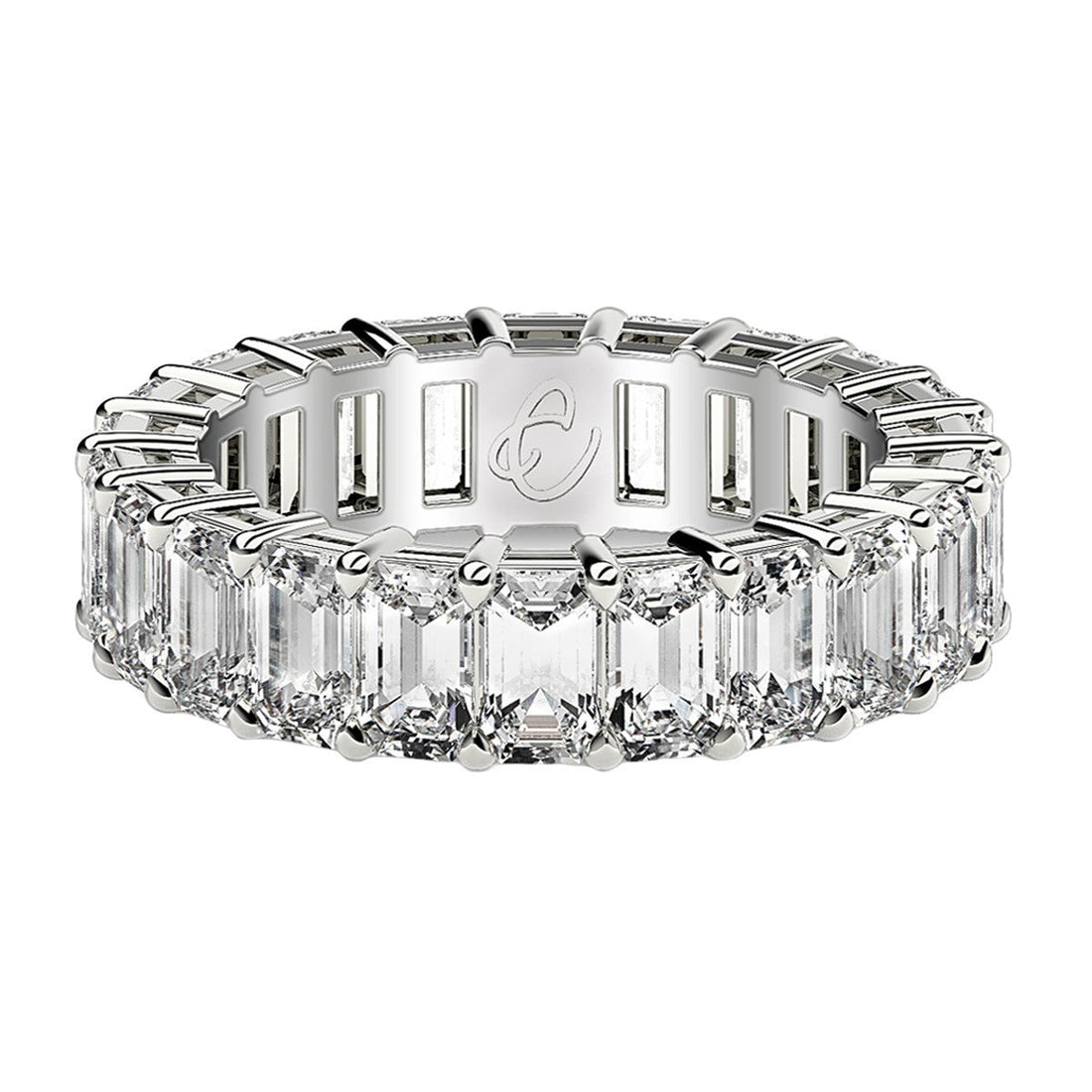 Emerald Cut Lab Grown Diamond Eternity Ring in 14k White Gold (5 cttw FG/VS2)  DestGlow