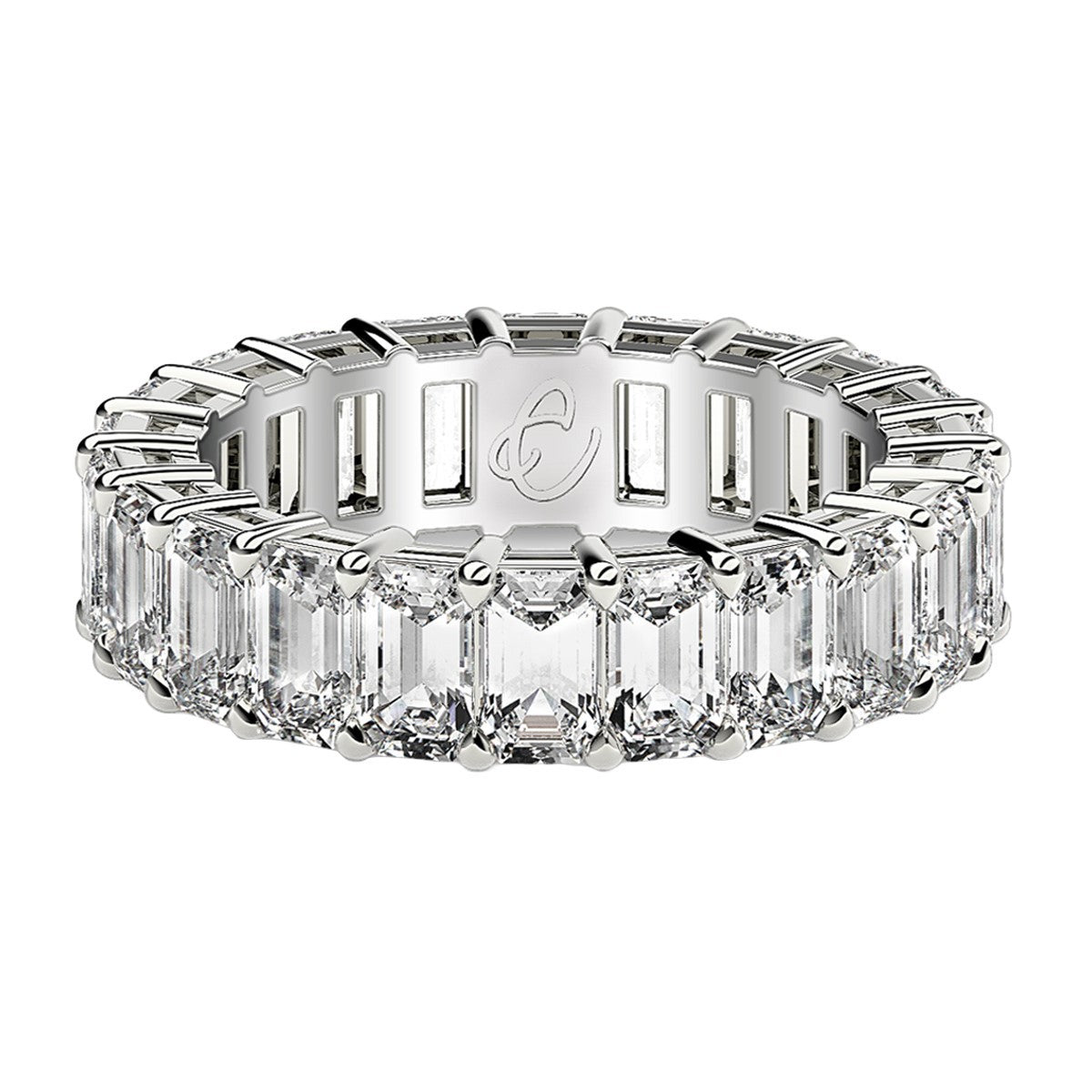 Emerald Cut Lab Grown Diamond Eternity Ring in 14k White Gold (5 cttw FG/VS2)  DestGlow