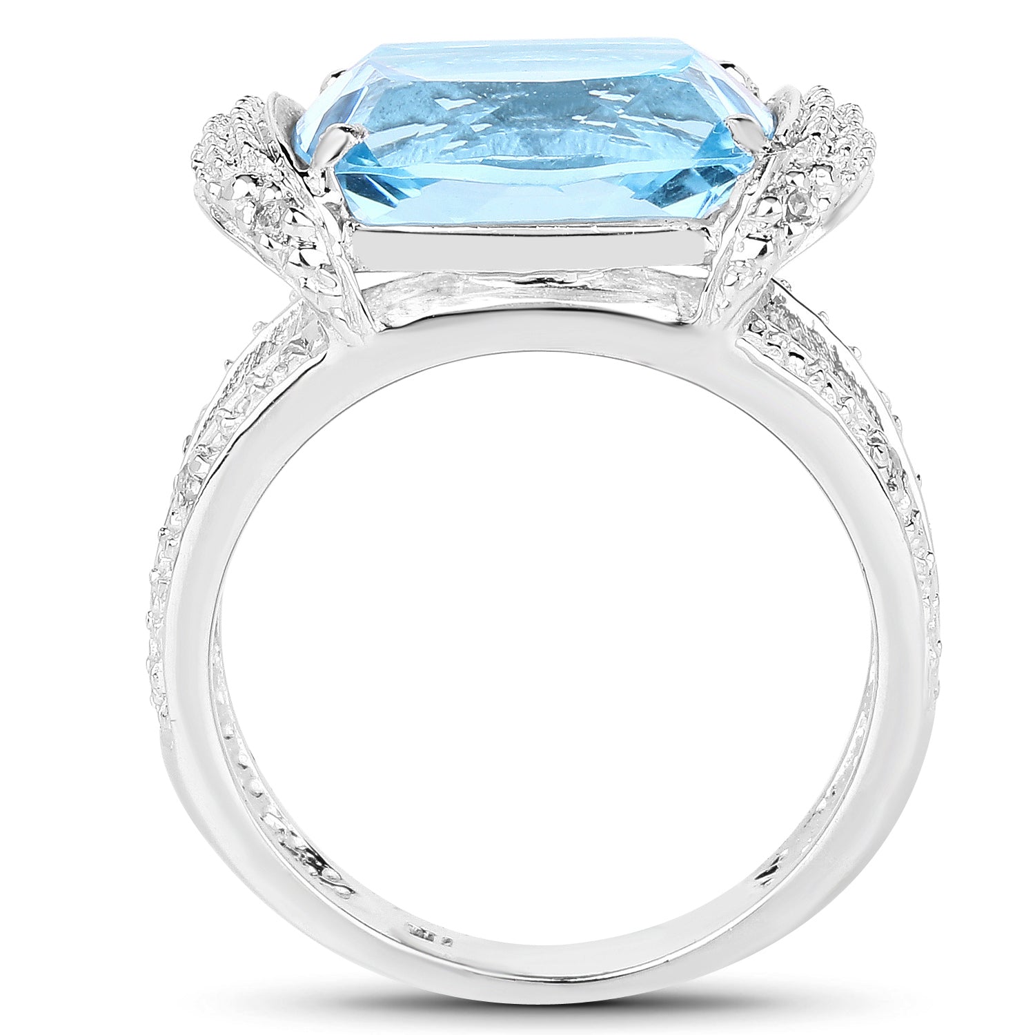 4.78 Carat Genuine Blue Topaz and White Topaz .925 Sterling Silver Ring by Bids.com