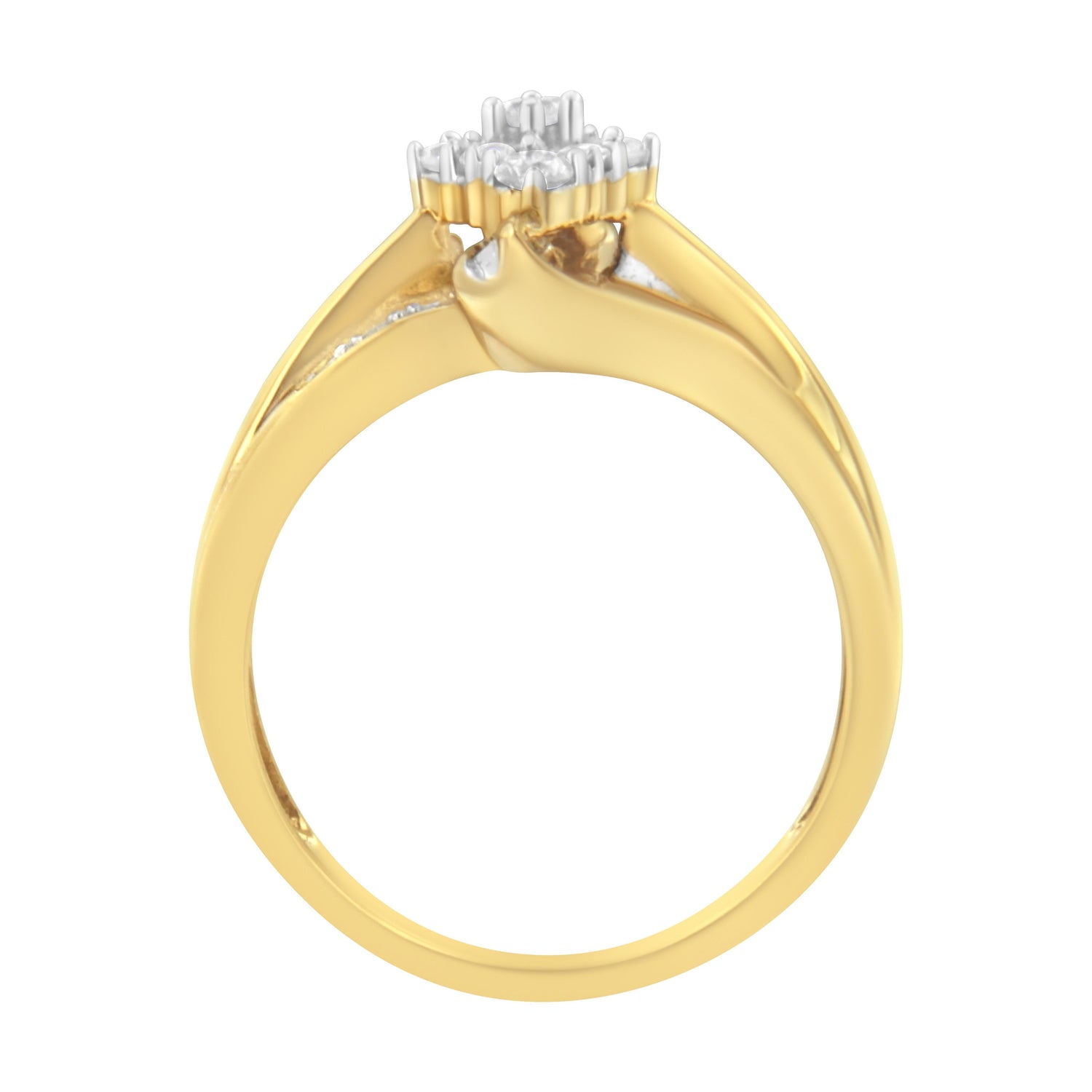 10K Yellow Gold 1/2 cttw Diamond Cluster Cocktail Ring (J-K Clarity, I1-I2 Color) - Size 7 by Bids.com