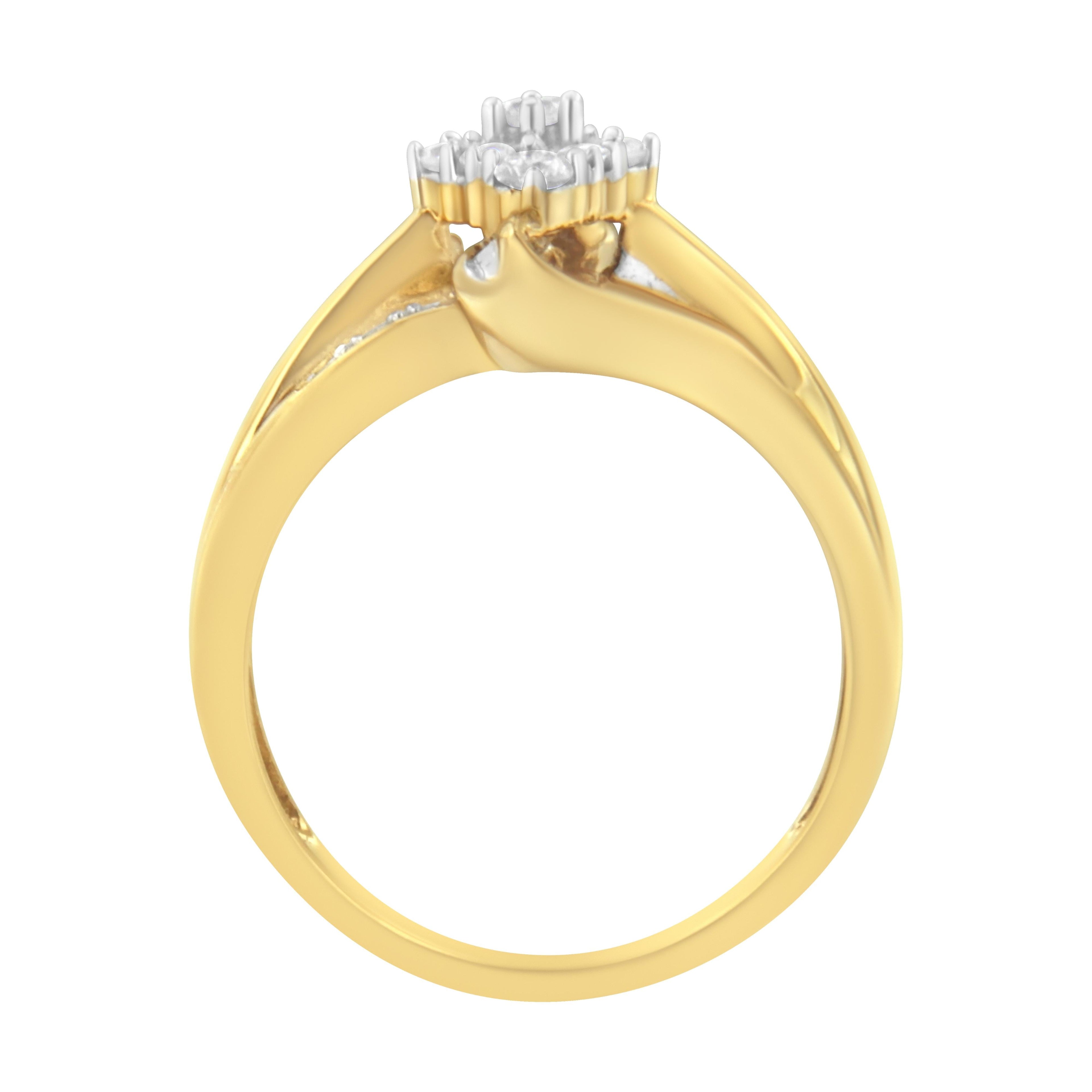 10K Yellow Gold 1/2 cttw Diamond Cluster Cocktail Ring (J-K Clarity, I1-I2 Color) - Size 7 by Bids.com