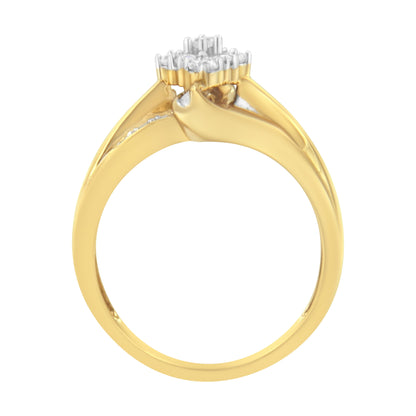10K Yellow Gold 1/2 cttw Diamond Cluster Cocktail Ring (J-K Clarity, I1-I2 Color) - Size 7 by Bids.com