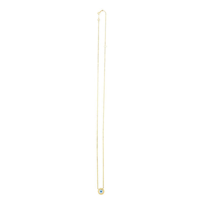14k Yellow Gold Pearl Evil Eye Necklace  DestGlow