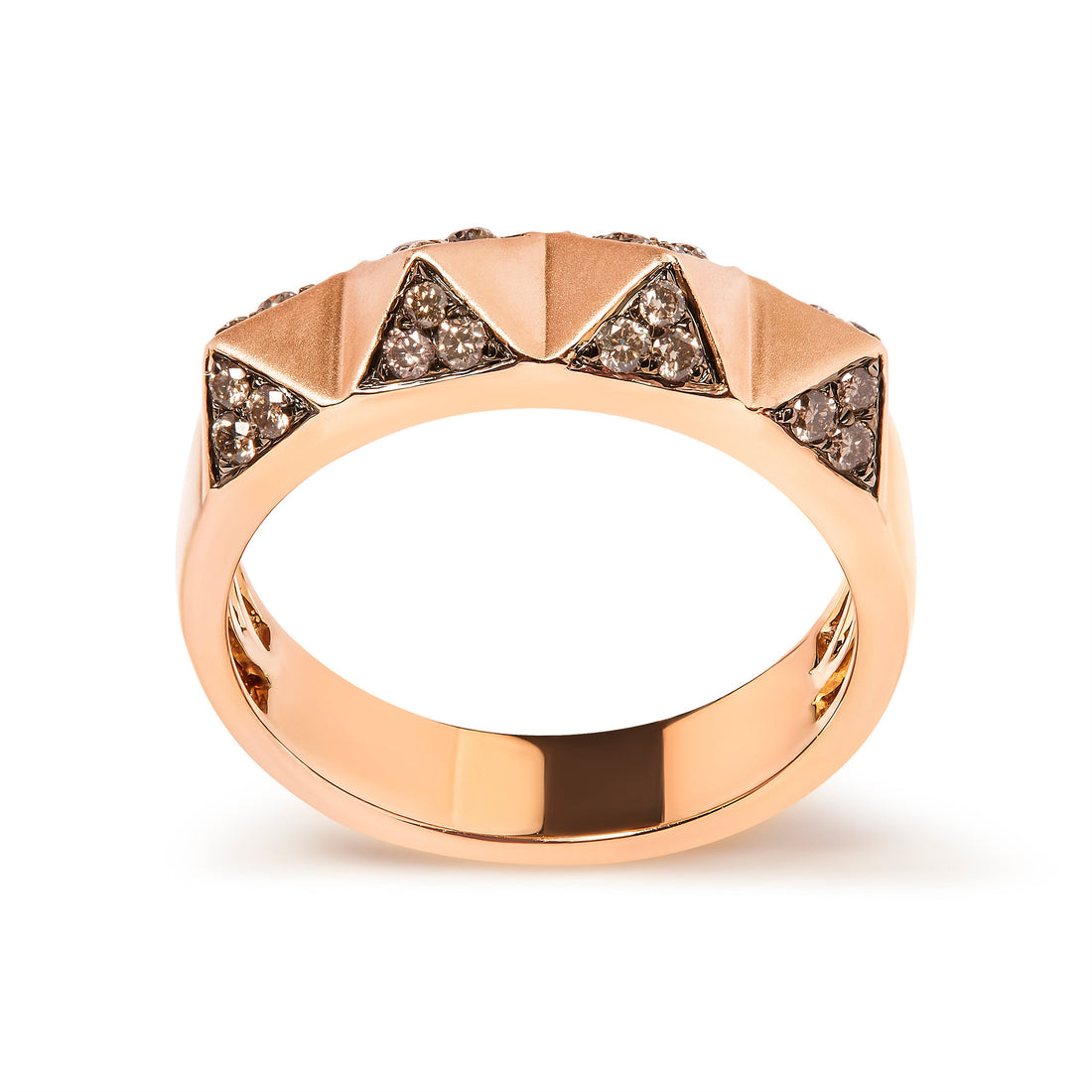 14K Rose Gold 1/4 Cttw Brown Diamond Pyramid Band Ring (Brown Color, SI1-SI2 Clarity)- Size 7 by Bids.com