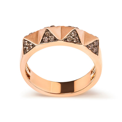 14K Rose Gold 1/4 Cttw Brown Diamond Pyramid Band Ring (Brown Color, SI1-SI2 Clarity)- Size 7 by Bids.com