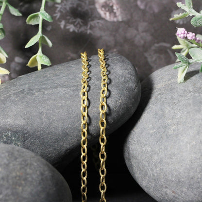 3.5mm 14k Yellow Gold Pendant Chain with Textured Links  DestGlow