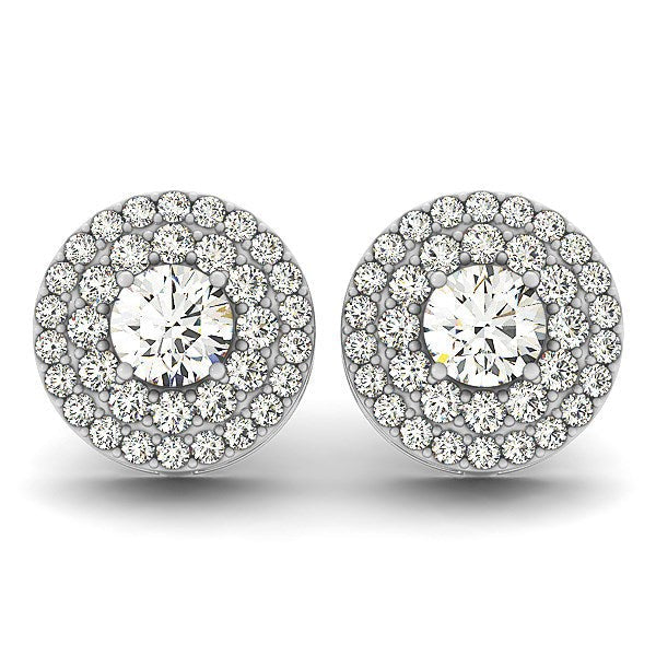 14k White Gold Double Halo Round Diamond Earrings (1 1/4 cttw) by Bids.com