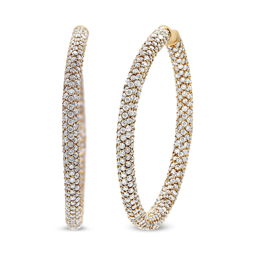 18K Rose Gold 6.90 Cttw Pave Set Diamond Inside Out Eternity Hoop Earrings (F-G Color, VS1-VS2 Clarity) by Bids.com
