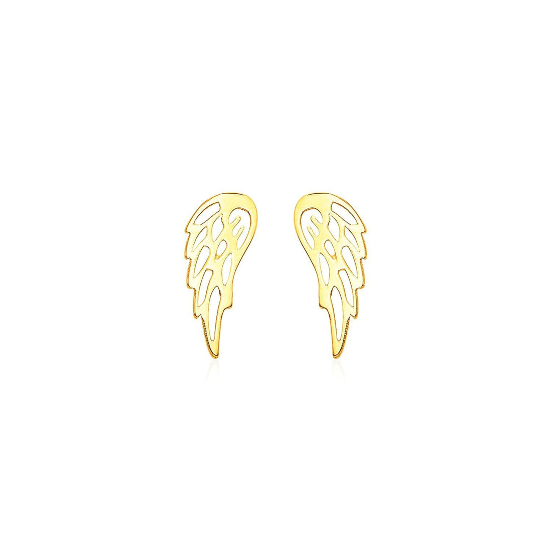 14k Yellow Gold Polished Wing Post Earrings by Bids.com