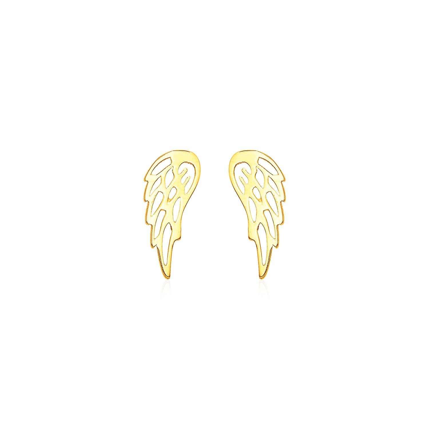 14k Yellow Gold Polished Wing Post Earrings by Bids.com