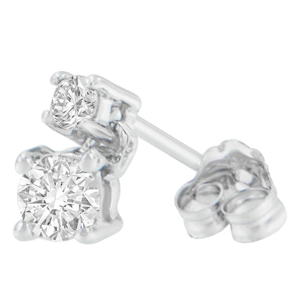 14K White Gold 1/2 cttw Round Cut Diamond Earrings (H-I, SI2-I1) by Bids.com