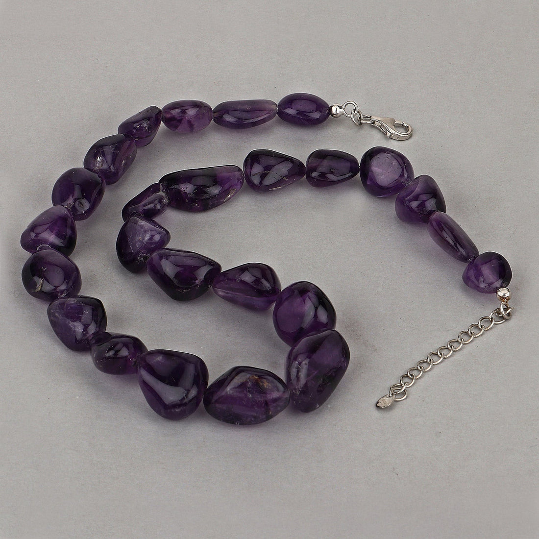 Amethyst Beaded Necklace, Genuine Raw Amethyst Beads Necklace for Women in Sterling Silver, February Birthstone Necklace, Gift for Mom by Bids.com