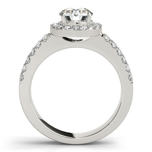 14k White Gold Halo Diamond Engagement Ring With Double Row Band (1 3/8 cttw) by Bids.com