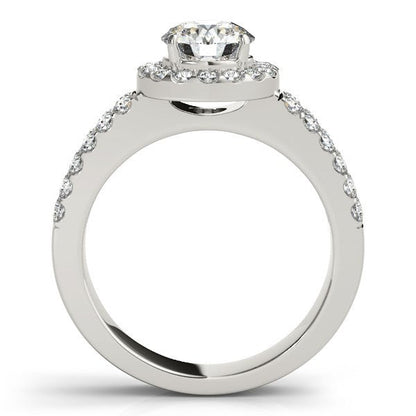 14k White Gold Halo Diamond Engagement Ring With Double Row Band (1 3/8 cttw) by Bids.com